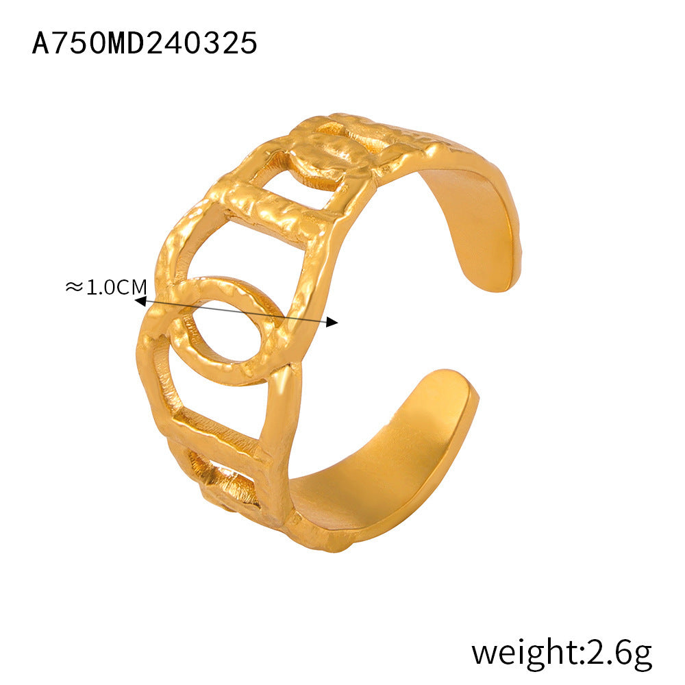 B廠【A750-58】ring歐美不規則紋理質感幾何戒指凹凸創意設計氣質簡約女指環飾品 24.04-1