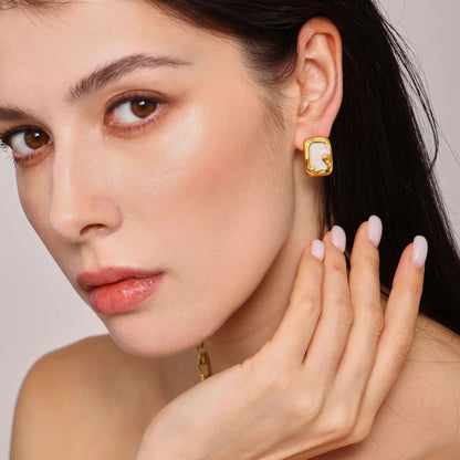 B廠【F079】法式輕奢感琺瑯彩釉耳環小眾ins跨境首飾不鏽鋼不掉色耳飾 25.03-4