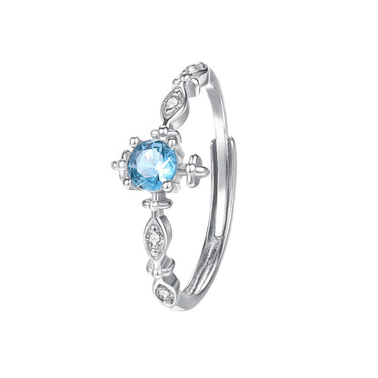 E廠【XDQ8332R】S925純銀輕奢精緻爆閃海藍鋯石戒指女小眾設計百搭開口指環
 26.03-3