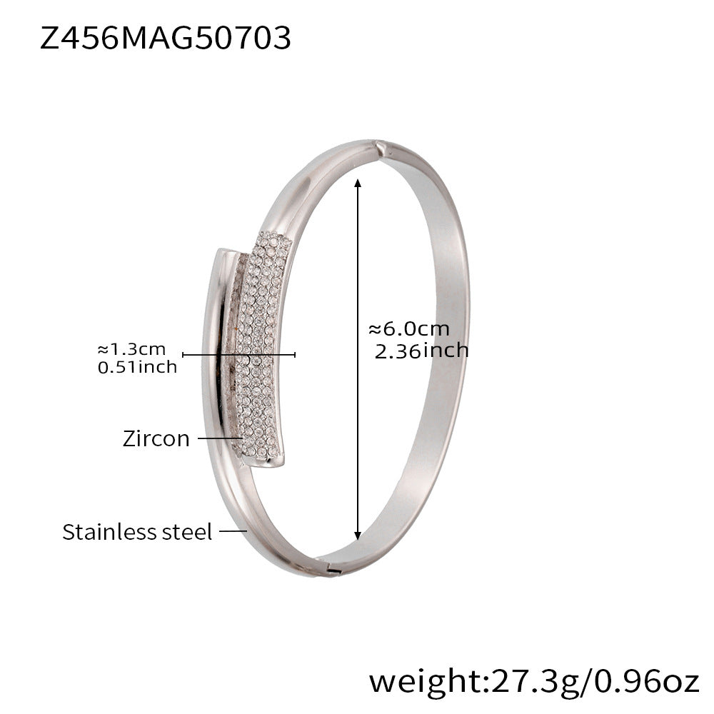 B廠【Z454】滿鑽5A鋯石卡扣高品質超閃手環組合不鏽鋼鍍18k真金不掉色 25.07-3