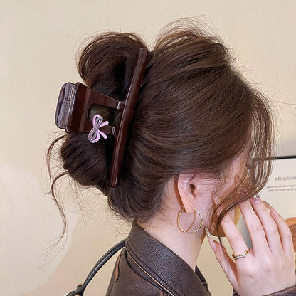 C廠【Y1005】蝴蝶結巧克力棕色抓夾女氣質大鯊魚夾2025新款高級感髮夾盤髮頭飾
 26.01-1