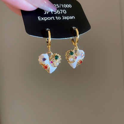 A廠【WE4975】18K真金電鍍歐美珍珠愛心吊墜耳環法式宮廷風耳環輕奢高級感耳飾
 25.10-4