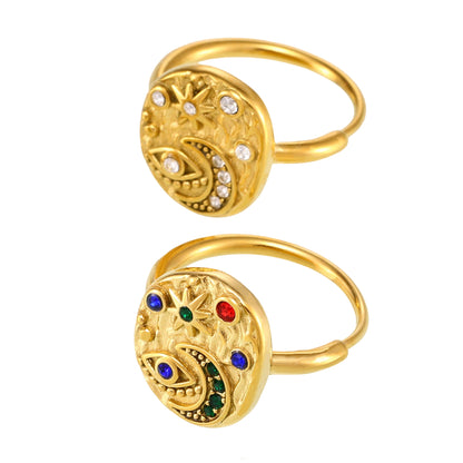 B廠【A975】跨國熱賣5A鋯石戒指女輕奢個性星月時尚尾戒惡魔之眼手飾品 25.02-3