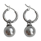 C廠【3307】冷淡風高級感爆款質感灰色珍珠耳環時尚通勤輕奢真多麻灰耳環耳環
 25.11-1