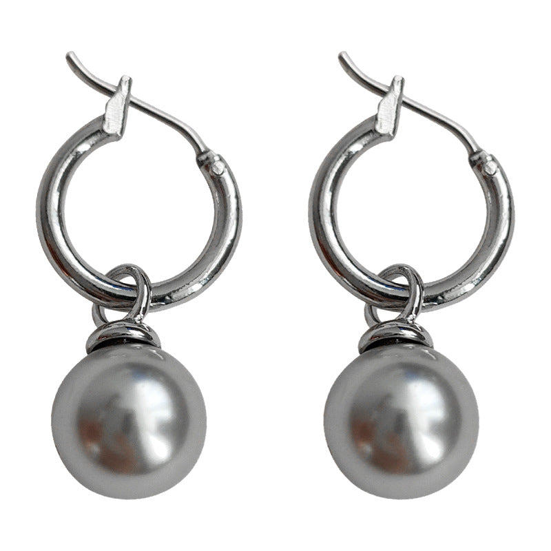 C廠【3307】冷淡風高級感爆款質感灰色珍珠耳環時尚通勤輕奢真多麻灰耳環耳環
 25.11-1