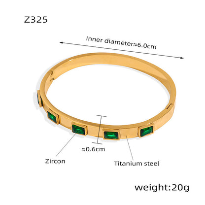B廠【Z043】不鏽鋼鑲鋯石壓克力卡扣手環組合跨境首飾個性簡約飾品鍍18k真金
 26.01-1
