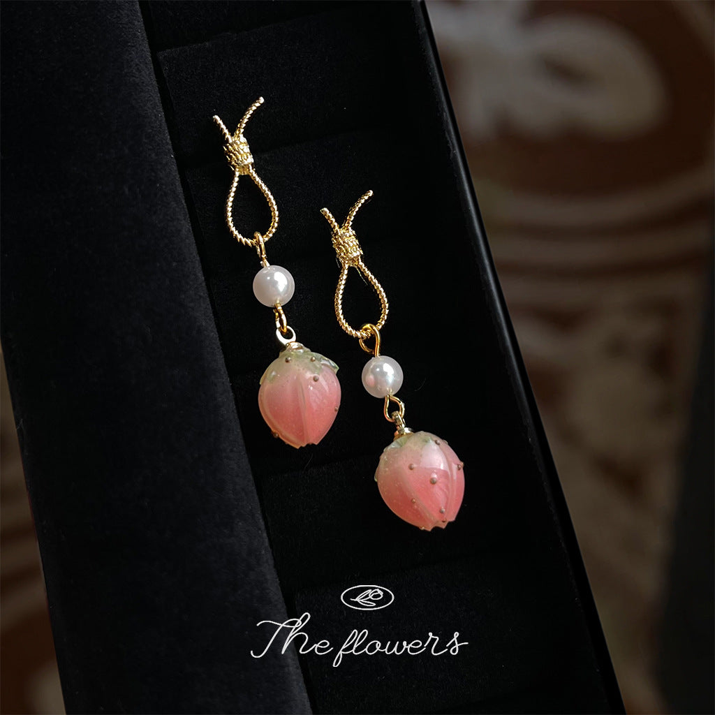 A廠【5809】「蜜桃草莓」清新甜美粉紅小草莓耳環女時尚氣質優雅耳環
 25.11-4