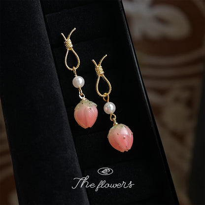 A廠【5809】「蜜桃草莓」清新甜美粉紅小草莓耳環女時尚氣質優雅耳環
 25.11-4