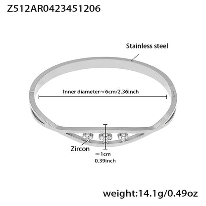 B廠【Z512】不鏽鋼單排鑽鋯石卡扣手鐲組合歐美時尚潮酷手飾鍍18k金不掉色
 25.12-2