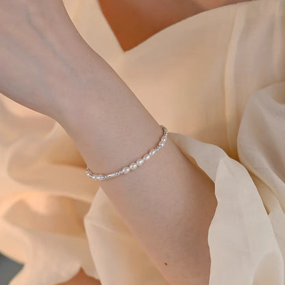 E廠【DQ0169S】S925純銀新中式竹節手鍊女精緻高級感淡水珍珠氣質百搭手飾潮 25.06-1