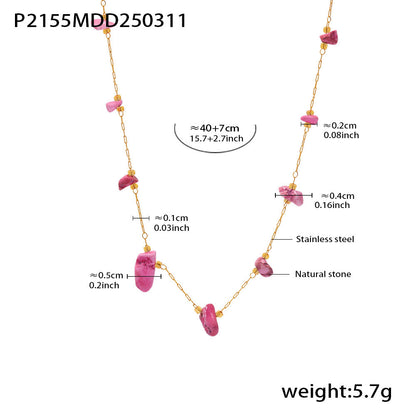 B廠【P2155】不規則天然碎石項鍊氣質百搭鎖骨鍊ins夏日度假糖果色首飾 25.03-3