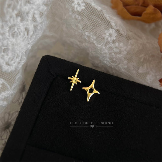 A廠【7175】個性迷你芒星s925銀針不對稱AB款耳環日常通勤睡覺不用摘學生耳飾
 25.12-1