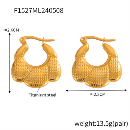 B廠【F1527-28】新款歐美空心優雅石紋耳環冷淡風時尚氣質花形耳圈ins風鈦鋼耳環 24.05-3