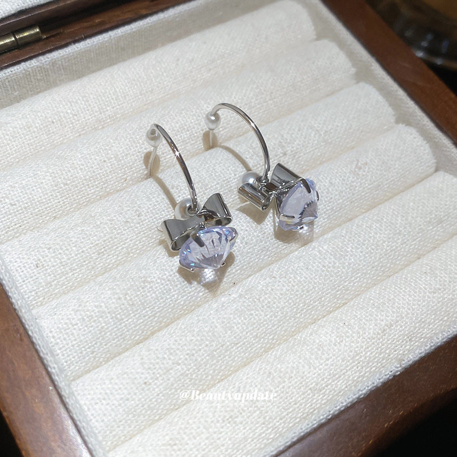 A廠【HE29116】925銀針蝴蝶結吊墜珍珠耳環韓系ins優雅精緻耳環輕奢高級感耳飾
 25.11-1