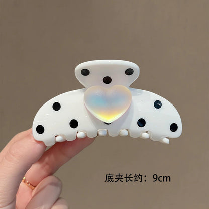 C廠【X507】波點鐳射磨砂愛心抓夾韓系時尚高級感後腦勺盤髮神器半扎鯊魚夾女
 26.06-4