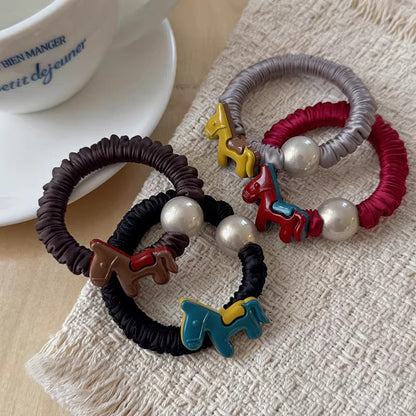 C廠【P100】高級感褶皺小腸髮圈女小馬仿珍珠頭繩高彈性橡皮筋紮馬尾髮繩髮飾
 26.01-1