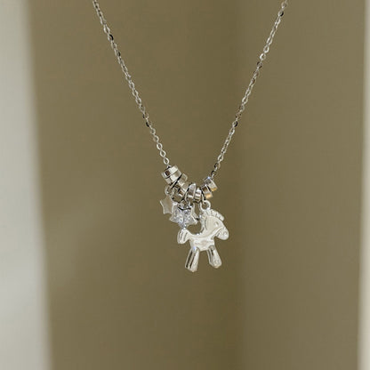 E廠【XDQ0282N】925純銀星野小馬項鍊女小眾設計感本命年鎖骨鍊馬年新款
 25.12-2