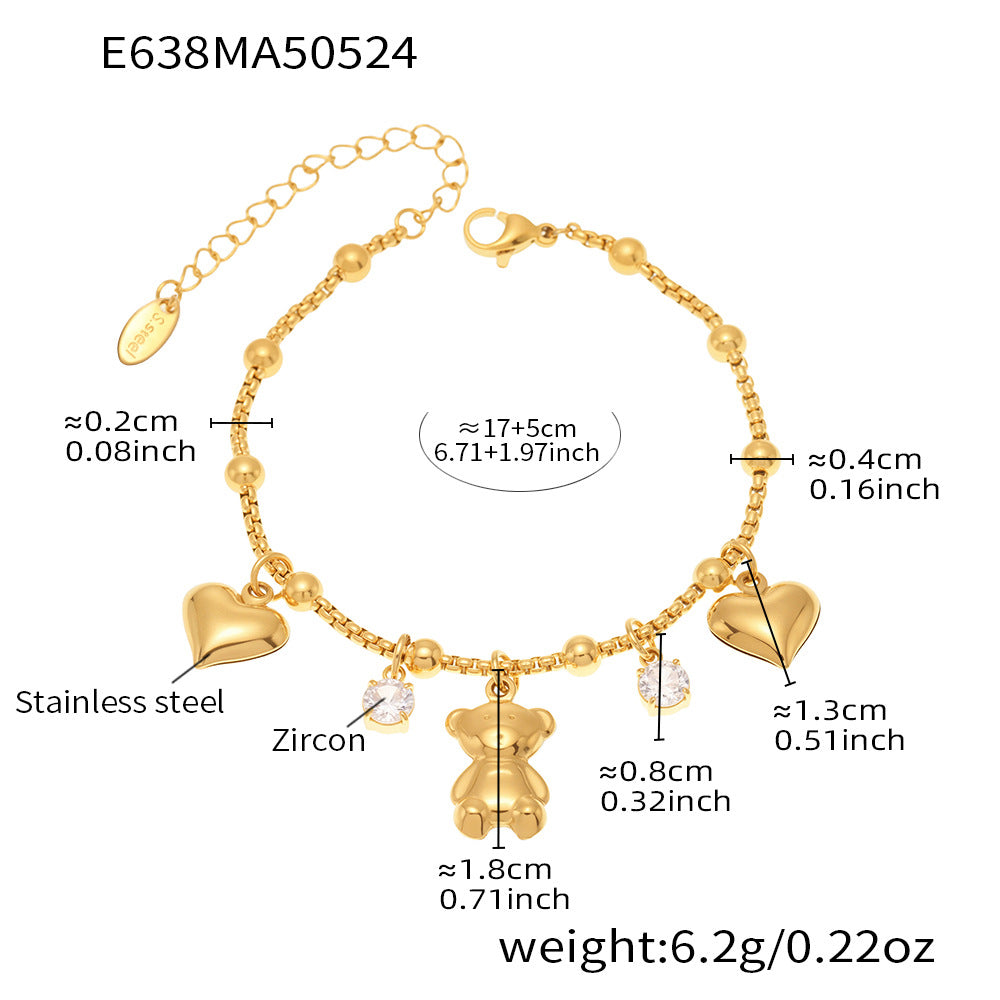 B廠 【E638】INS風不鏽鋼18k真金5A鋯石幾何多配件DIY手鍊腳鍊夏日飾品 25.06-1