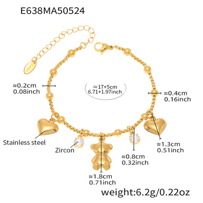 B廠 【E638】INS風不鏽鋼18k真金5A鋯石幾何多配件DIY手鍊腳鍊夏日飾品 25.06-1