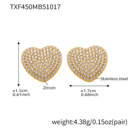 B廠【TXP450】5A鋯石皇冠愛心滿鑽開口戒指項鍊耳環組不銹鋼鍍18k真金
 25.10-4