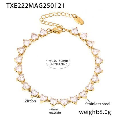 B廠【TXP222】歐美飾品時尚新款愛心型5A鋯石鎖骨鏈項鍊小眾女式首飾套裝 25.02-2