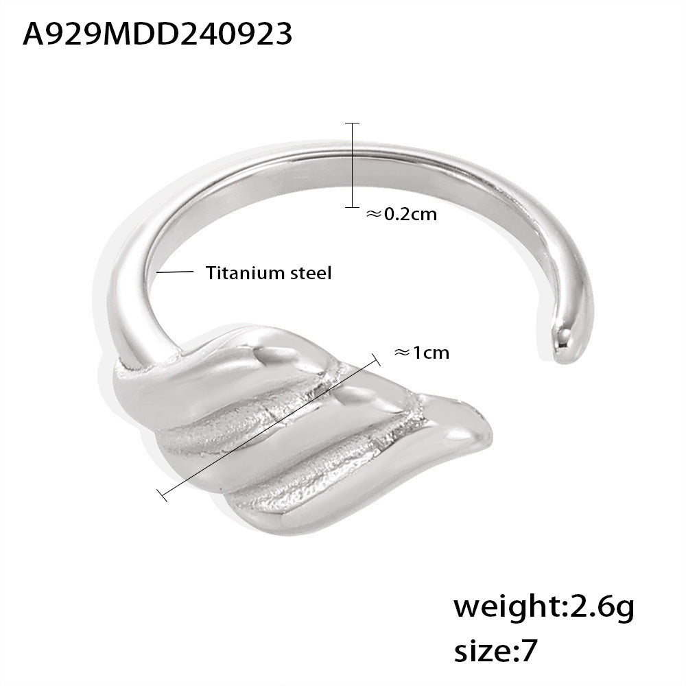 B廠【A929】跨國新款幾何紋理開口戒指鈦鋼鍍18k金歐美風時尚百搭輕奢手飾品 24.10-1