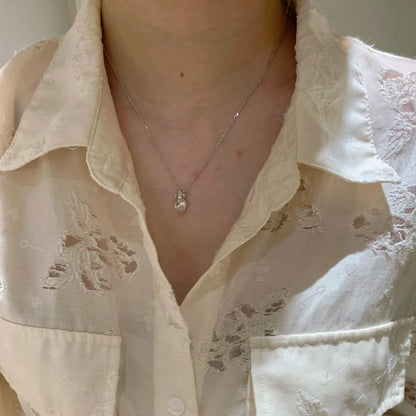 E廠【XDQ0358N】S925純銀法式鳶尾花鋯石項鍊女復古輕奢爆閃單鑽氣質鎖骨鏈潮
 26.09-3