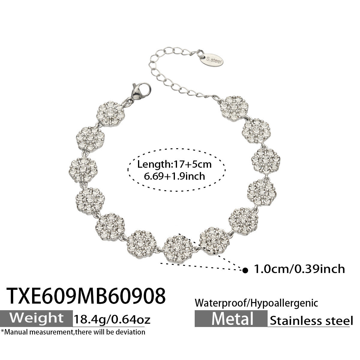B廠【TXP609】氣質彩色鑲鋯石花瓣不銹鋼項鍊手鍊耳環小眾女士潮酷超閃套裝飾品
 26.09-3