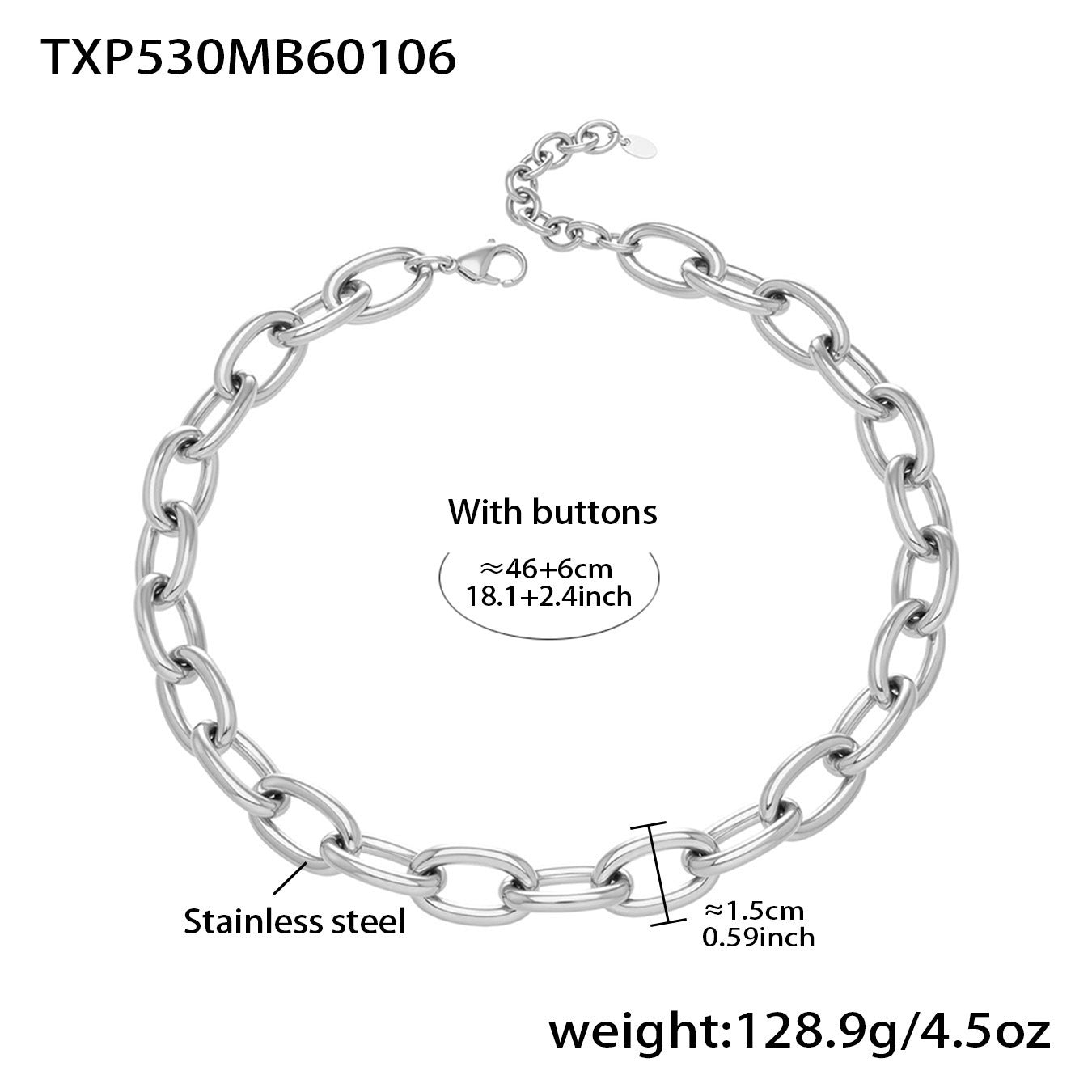 B廠【TXP530】歐美ins嘻哈風粗鏈條項鍊手鍊套裝不鏽鋼鍍18k真金簡約輕奢設計感
 26.01-2