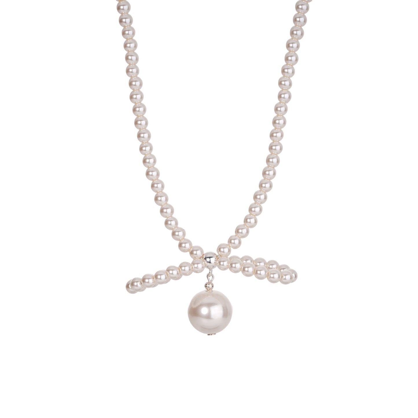 E廠【XDQ0760N】韓版小眾仿珍珠蝴蝶結項鍊女S925純銀時尚氣質串珠鎖骨鏈
 26.05-3