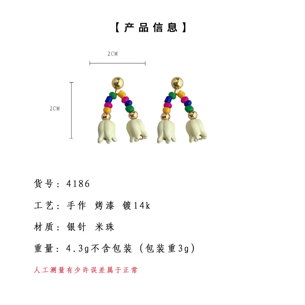 C廠【4186】波西米亞度假風夏日新款手工設計感新款耳環女氣質甜美耳環女 24.06-1