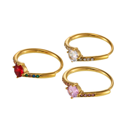 B廠【A977】簡約個性砝碼彩釉愛心設計感飾品小眾輕奢鈦鋼鍍金寬麵戒指 25.02-3