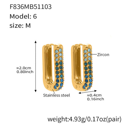 B廠【F836】跨國新款彩色5A鋯石長款U型耳扣耳圈不鏽鋼鍍18k真金不掉色
 25.11-2