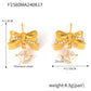 B廠【F1580】2024時尚新款褶皺蝴蝶結方鋯石耳環小眾甜美鈦鋼鍍18k真金耳飾女 24.08-4
