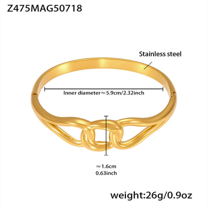 B廠【Z473】不鏽鋼幾何扭結卡扣手鐲鍍18k真金雙環百搭Z字造型個性手鐲 25.07-4
