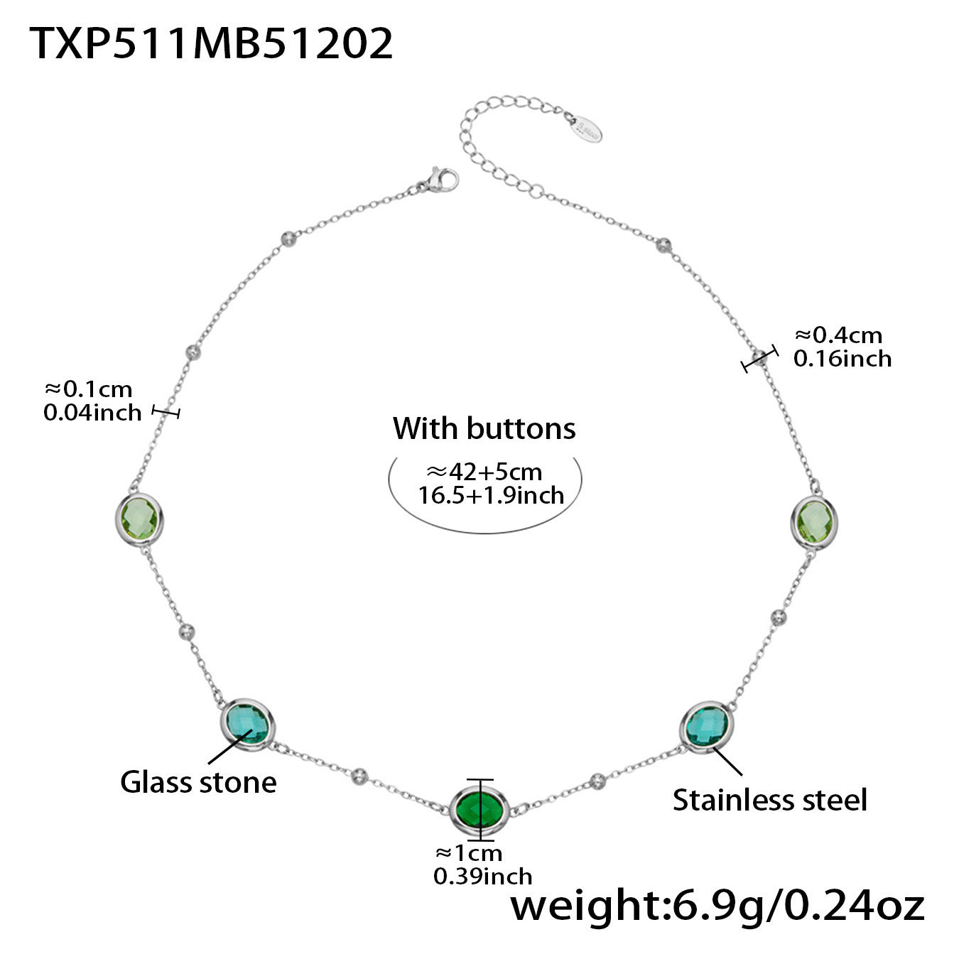 B廠【TXP511】不鏽鋼幾何橢圓切面玻璃石包邊項鍊手鍊耳環組鍍18k金跨國首飾
 25.12-2