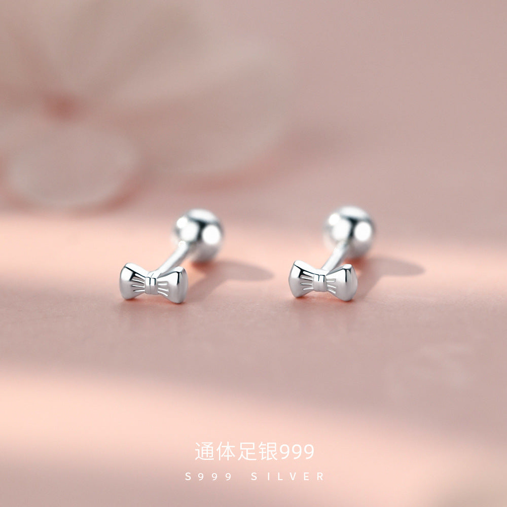 D廠【YC8078E】足銀S999韓版小巧蝴蝶結耳環精緻簡約時尚甜美溫柔養耳洞耳飾
 26.08-4