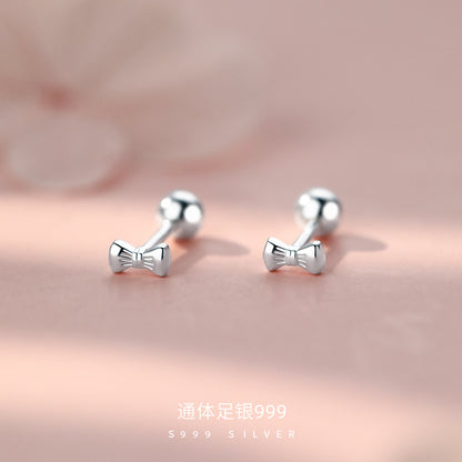 D廠【YC8078E】足銀S999韓版小巧蝴蝶結耳環精緻簡約時尚甜美溫柔養耳洞耳飾
 26.08-4