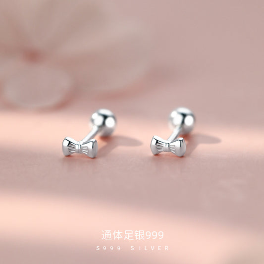 D廠【YC8078E】足銀S999韓版小巧蝴蝶結耳環精緻簡約時尚甜美溫柔養耳洞耳飾
 26.08-4