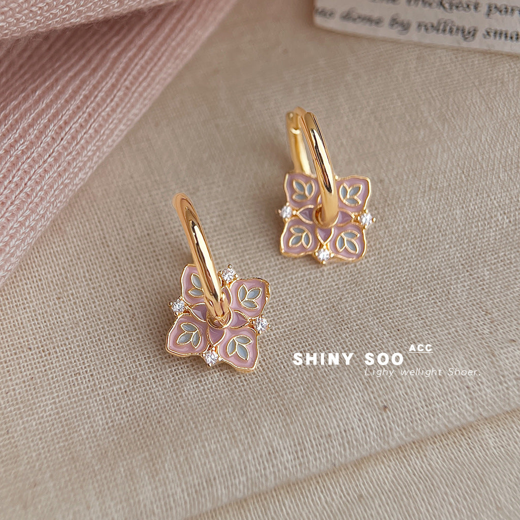 A廠【7376】琺瑯滴釉微鑲鋯石國潮新中式文藝復古時尚高級感耳環紋樣耳飾
 26.01-4