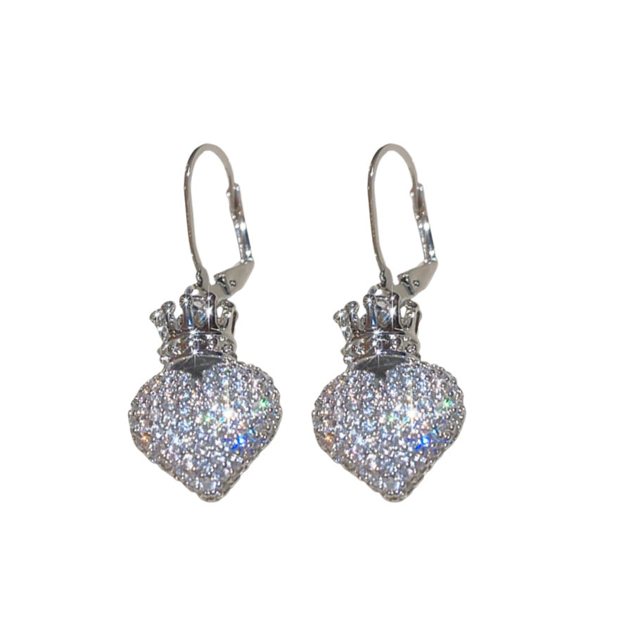 A廠【WE5035】鑲鋯石皇冠愛心吊墜耳環冷淡風小眾耳環輕奢高級感歐美跨境耳環女
 25.11-1