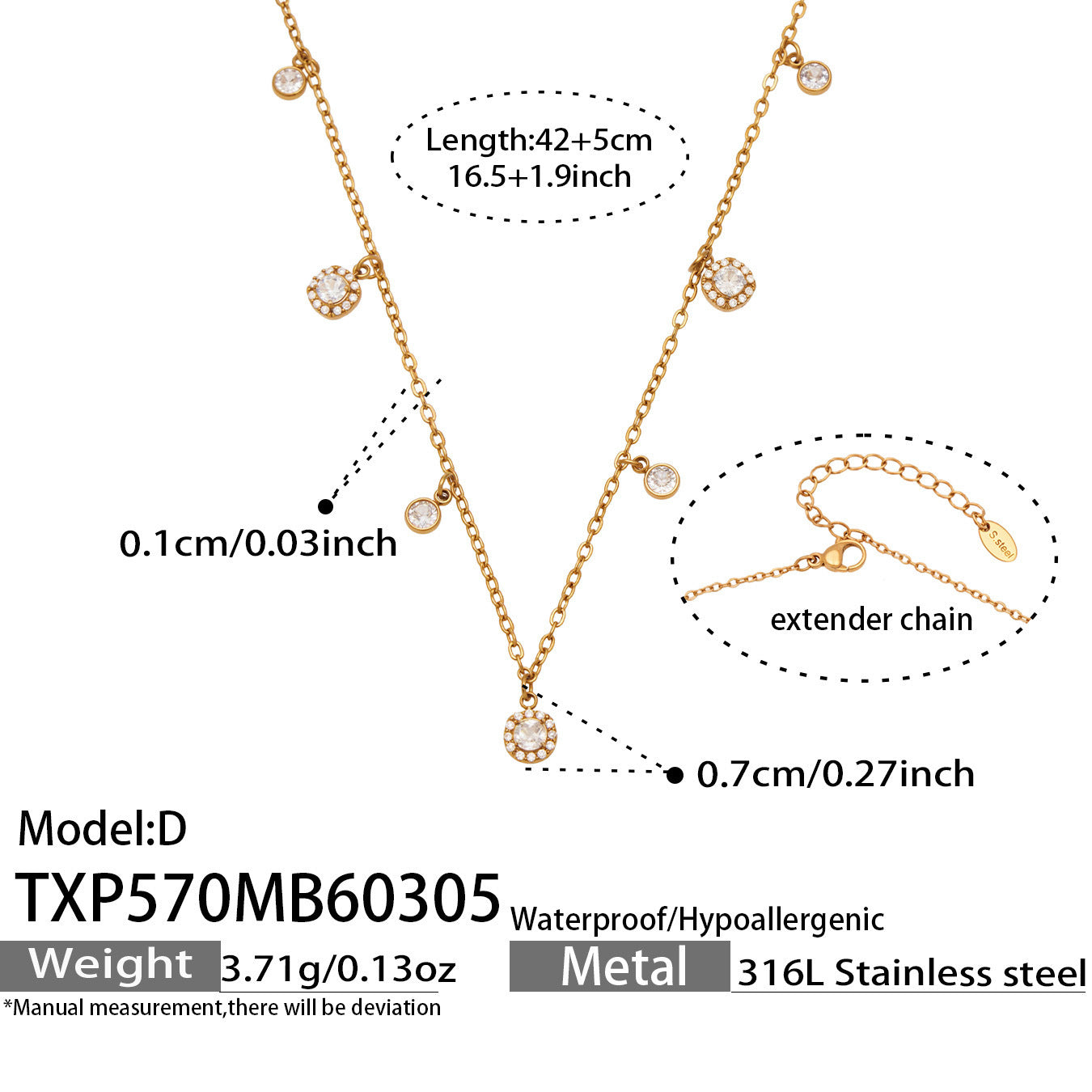 B廠【TXP570】歐美時尚新款小號8字花滿鑽5A鋯石設計DIY多配件項鍊手鍊組合套
 26.03-2