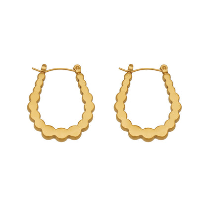 B廠【F053】歐美跨境熱銷款幾何U型凹凸耳環不鏽鋼鍍18k真金簡約時尚百搭耳飾
 26.02-1