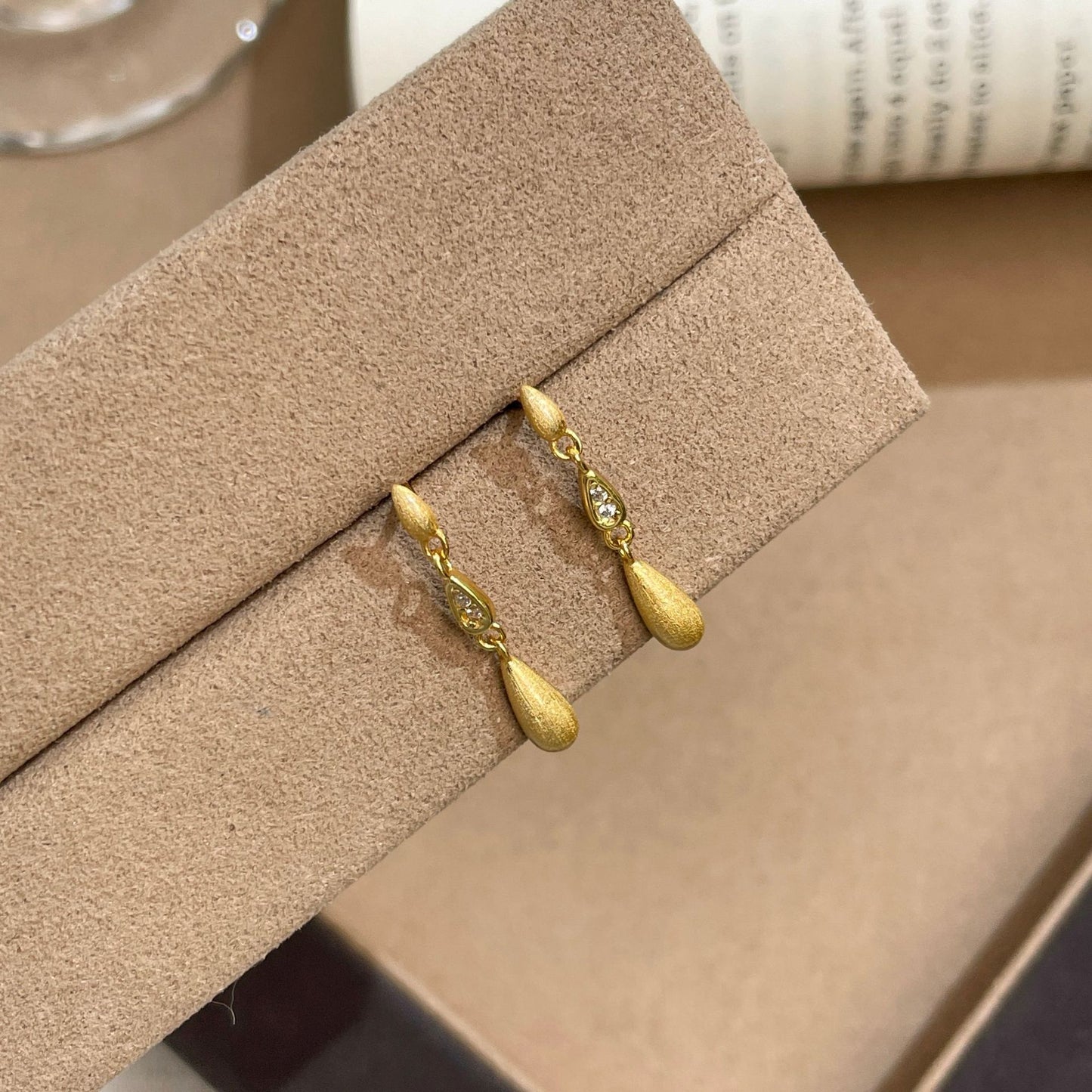 F廠【DQ10105E】S999純銀拉絲工藝水滴流蘇耳環女復古輕奢小眾高級感鋯石耳飾
 25.09-1