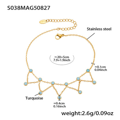 B廠【S030】ins小眾鏈條流蘇鋯石腳鍊歐美跨境新品雙層不鏽鋼鏈條飾品
 25.09-1