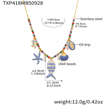 B廠【TXP418】不鏽鋼DIY多配件小丑魚滴油吊墜項鍊手鍊腳鍊腳套組鍍18k真金
 25.10-2