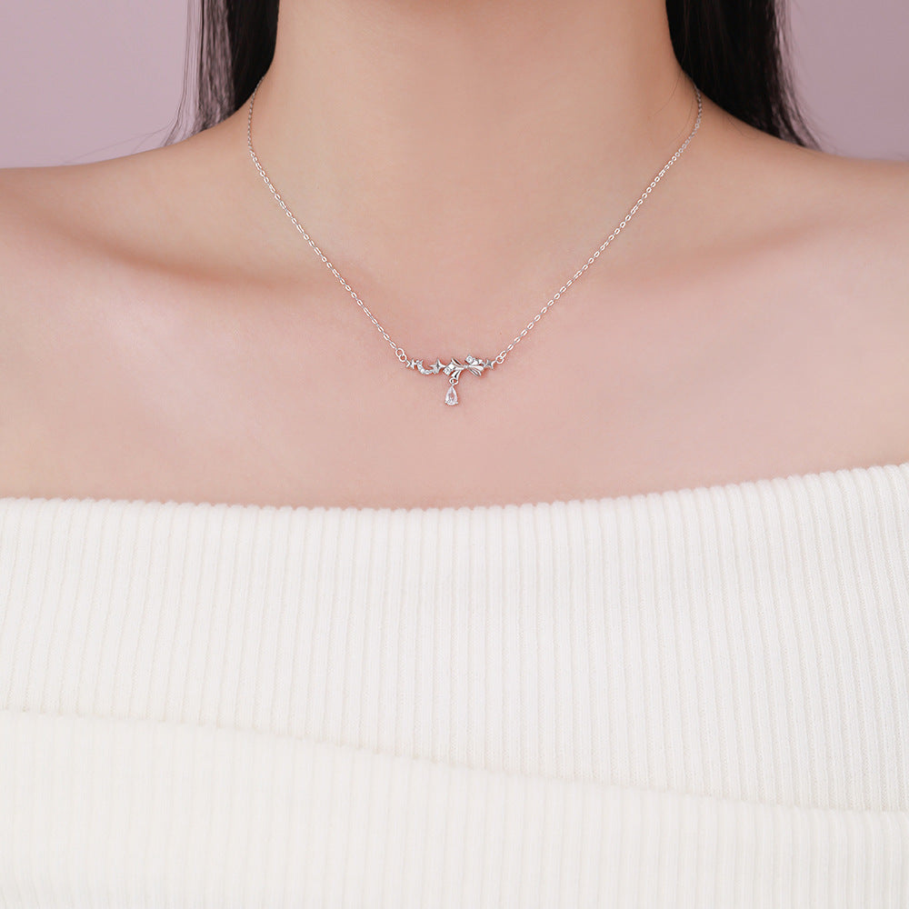 D廠【YC3705N】足銀S999韓風星月蝴蝶結項鍊女韓版仙氣可愛淑女鎖骨鏈跨境
 26.03-2