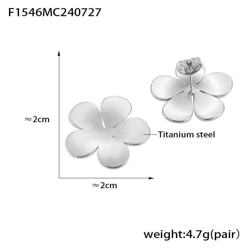 B廠【F1546】歐美INS風氣質五瓣花復古花朵耳環女鈦鋼鍍金時尚設計感耳飾 24.07-5