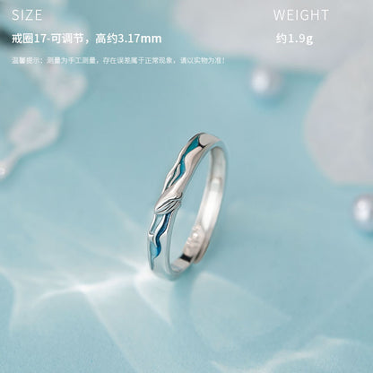 E廠【YC3758R】原創S999足銀星夢鯨海鯨魚情侶對戒韓風設計獨特設計戒指
 25.10-1