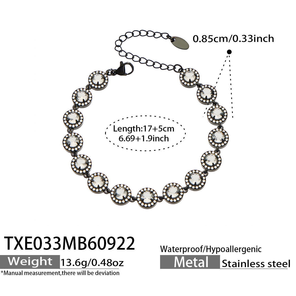 B廠【TXP033】 復古黑鈦鋼鋯石流蘇手鍊項鍊耳環套裝
 26.09-4